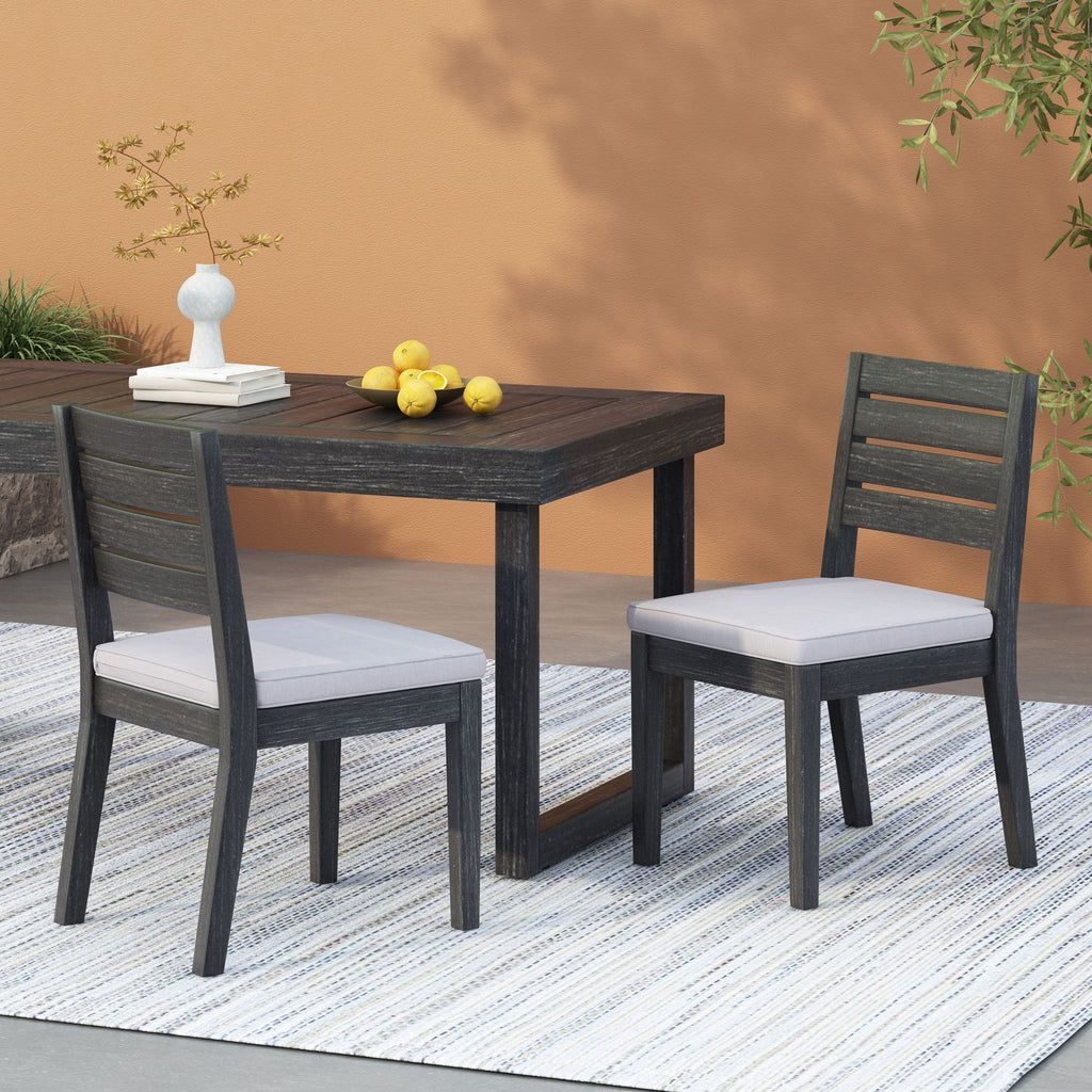Outdoor Armless Dining Chair With Cushions