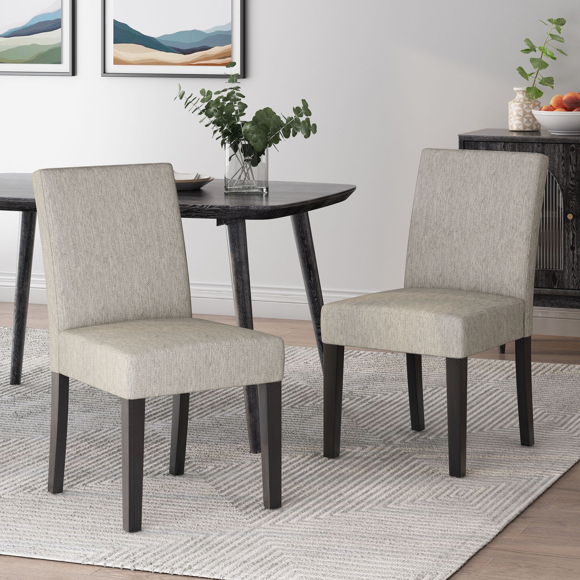 Contemporary Dining Chair With Upholstered Seating And Tapered Legs