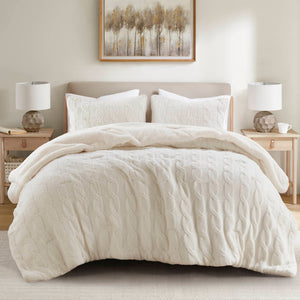 Riordan - Full/Queen Cable Knit Comforter Set - Ivory