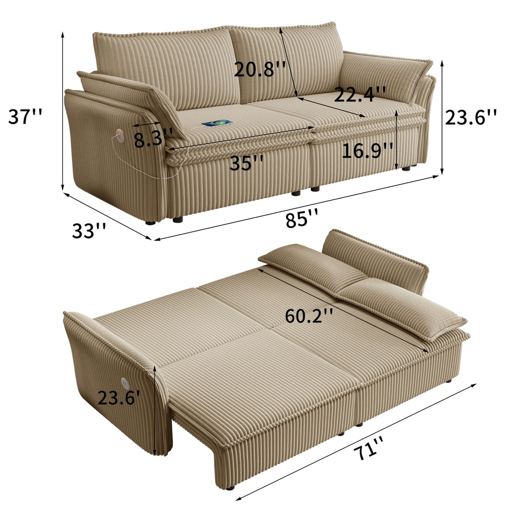 2 In 1 Convertible Sofa Bed, Multi Functional Living Room Furniture