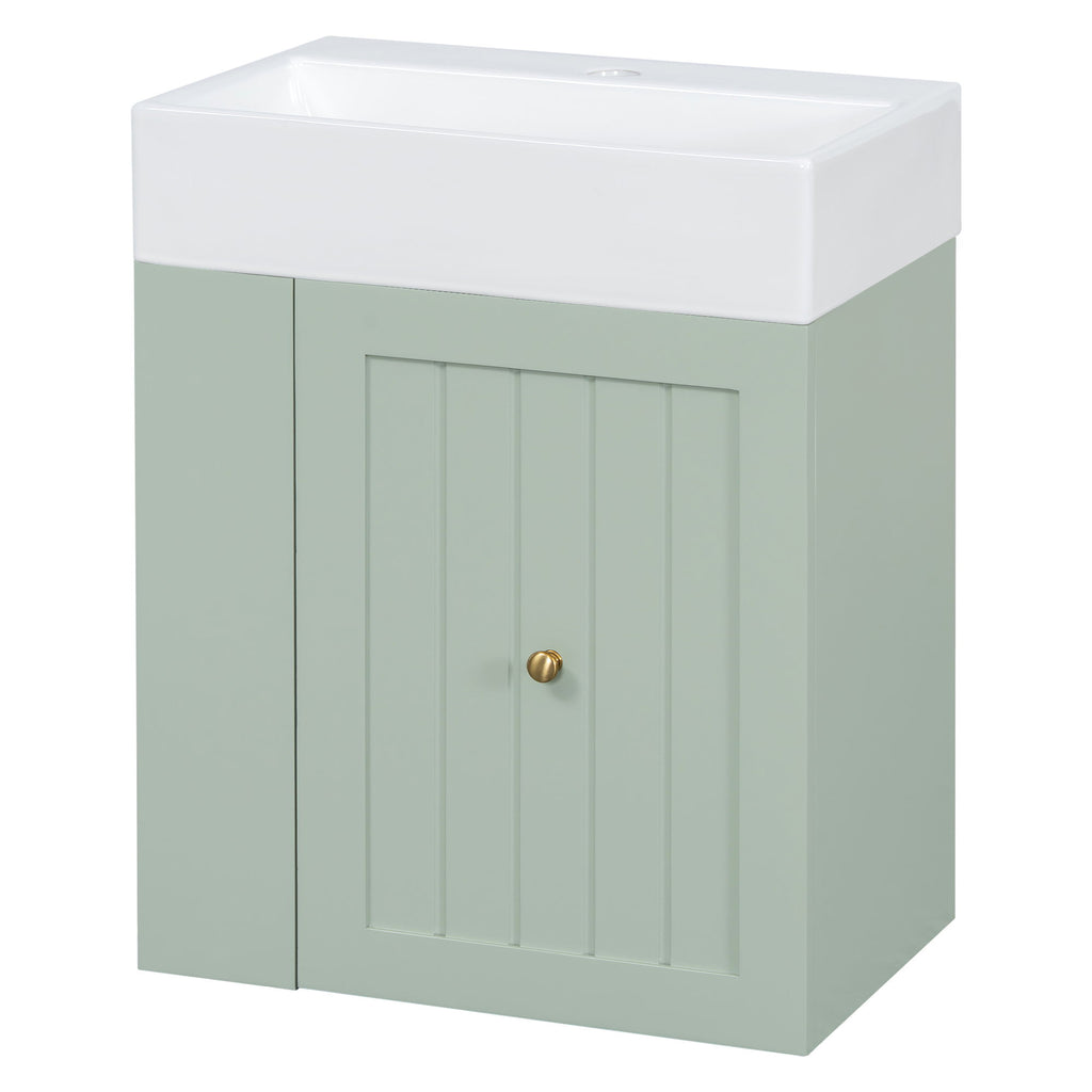 Modern Bathroom Vanity With Sink, Storage Cabinet, Drawer & Side Shelf