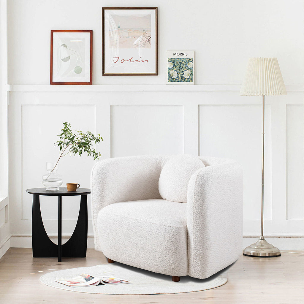 Accent Square Sofa Chair, 1 Seater Cloud Couch - White