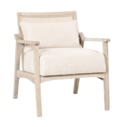 Gewnee - Retro Armchair With Lumbar Pillow - Natural