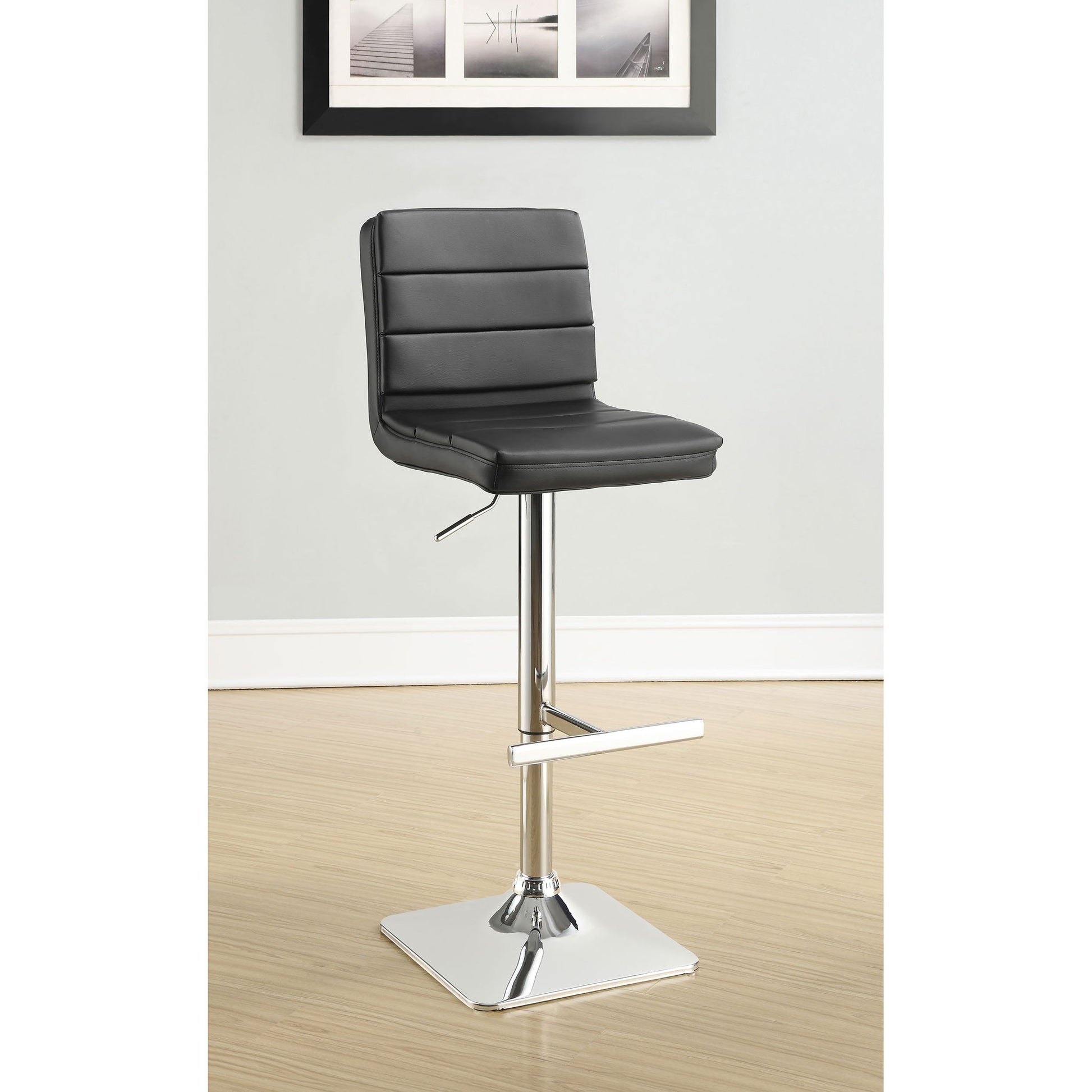 Adjustable Tufted Bar Stool (Set of 2) - Black