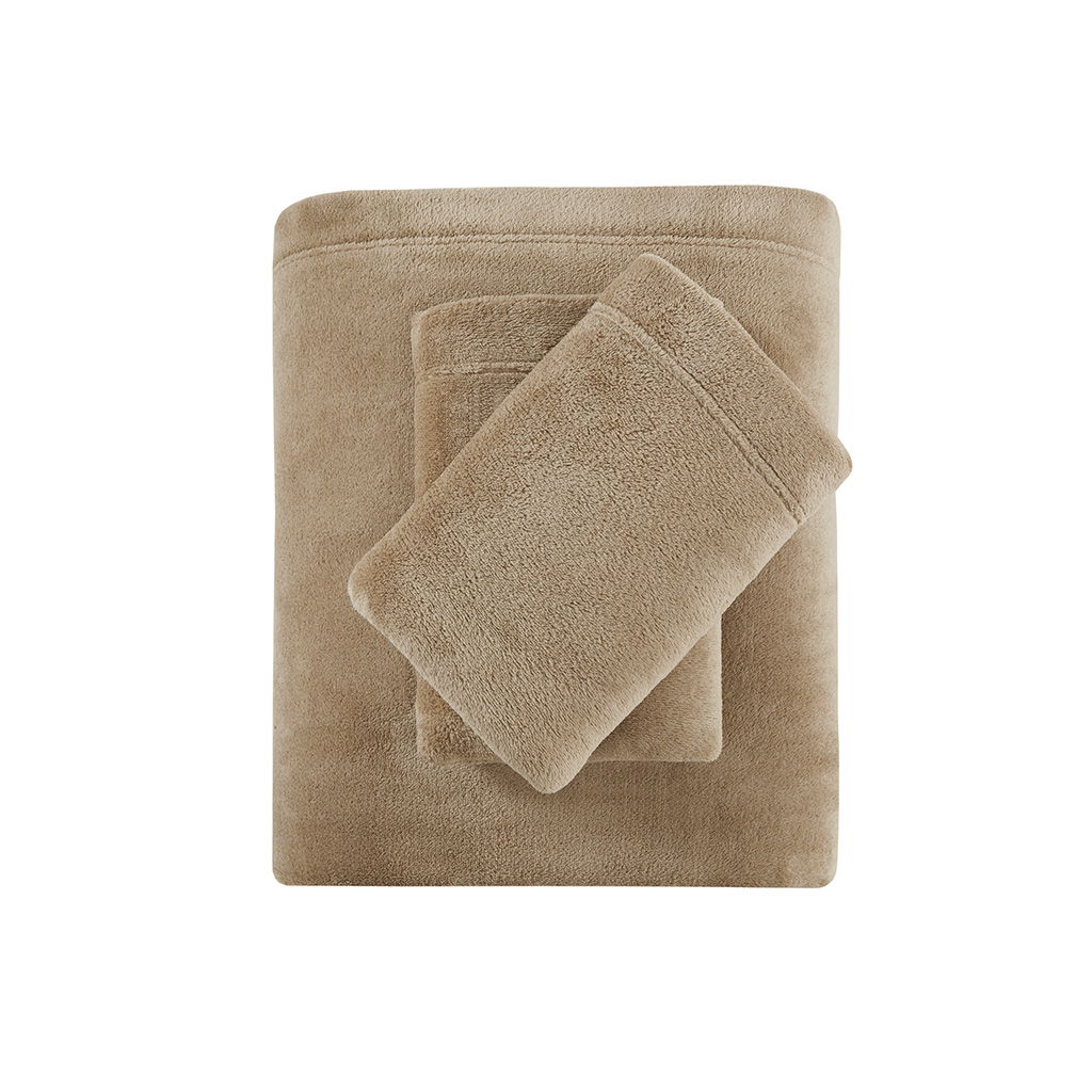 Soloft Plush - 3 Piece Twin Micro Plush Sheet Set - Taupe
