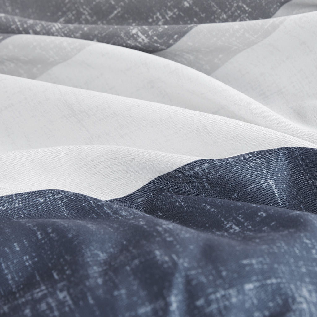 Jaxon - Stripe Twin Comforter Set With Bed Sheets - Blue / Gray