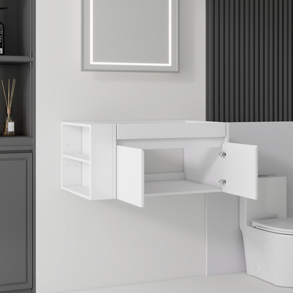 36" Floating Bathroom Vanity Cabinet, With Soft Close Double Doors, Wall Mounted, Cabinet Only - White