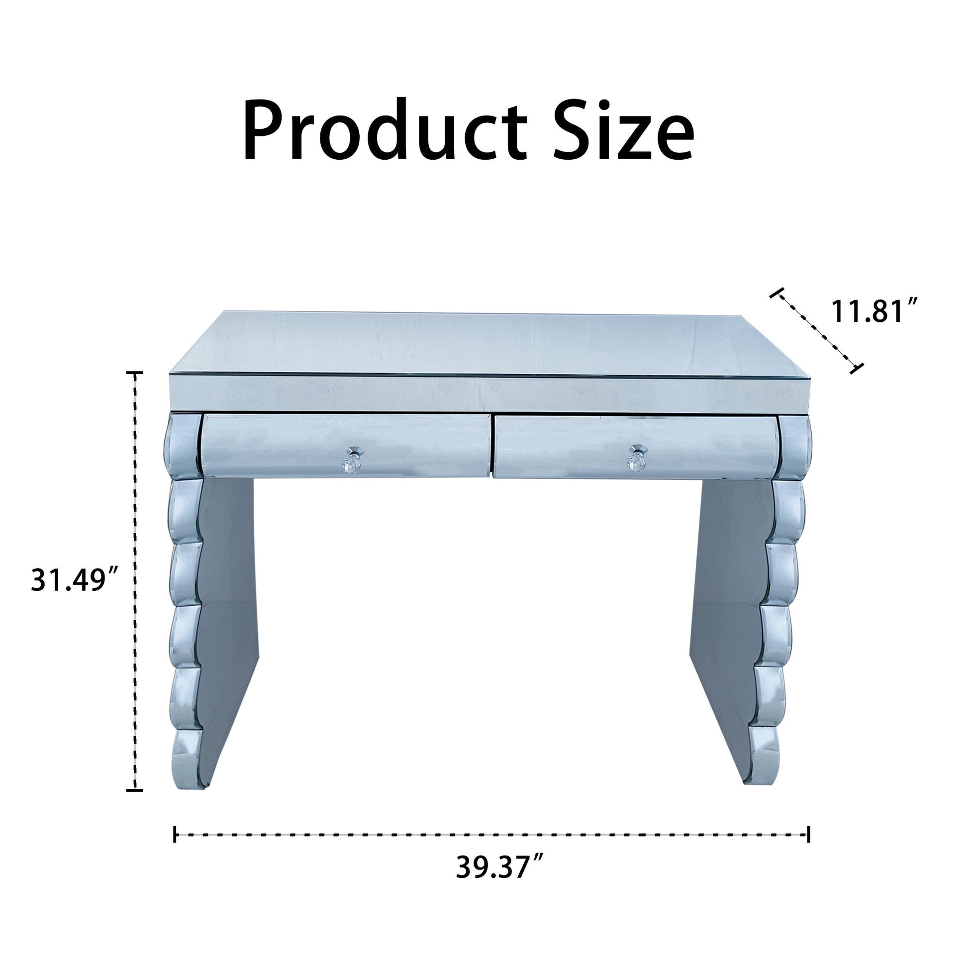 Console Table With 2 Drawers For Living Room - Silver