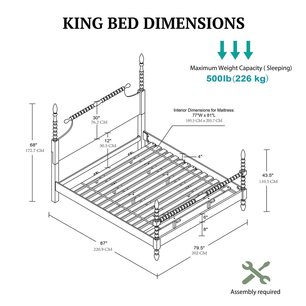 Beckett - King Turned Spindle Bed - Antique Cream
