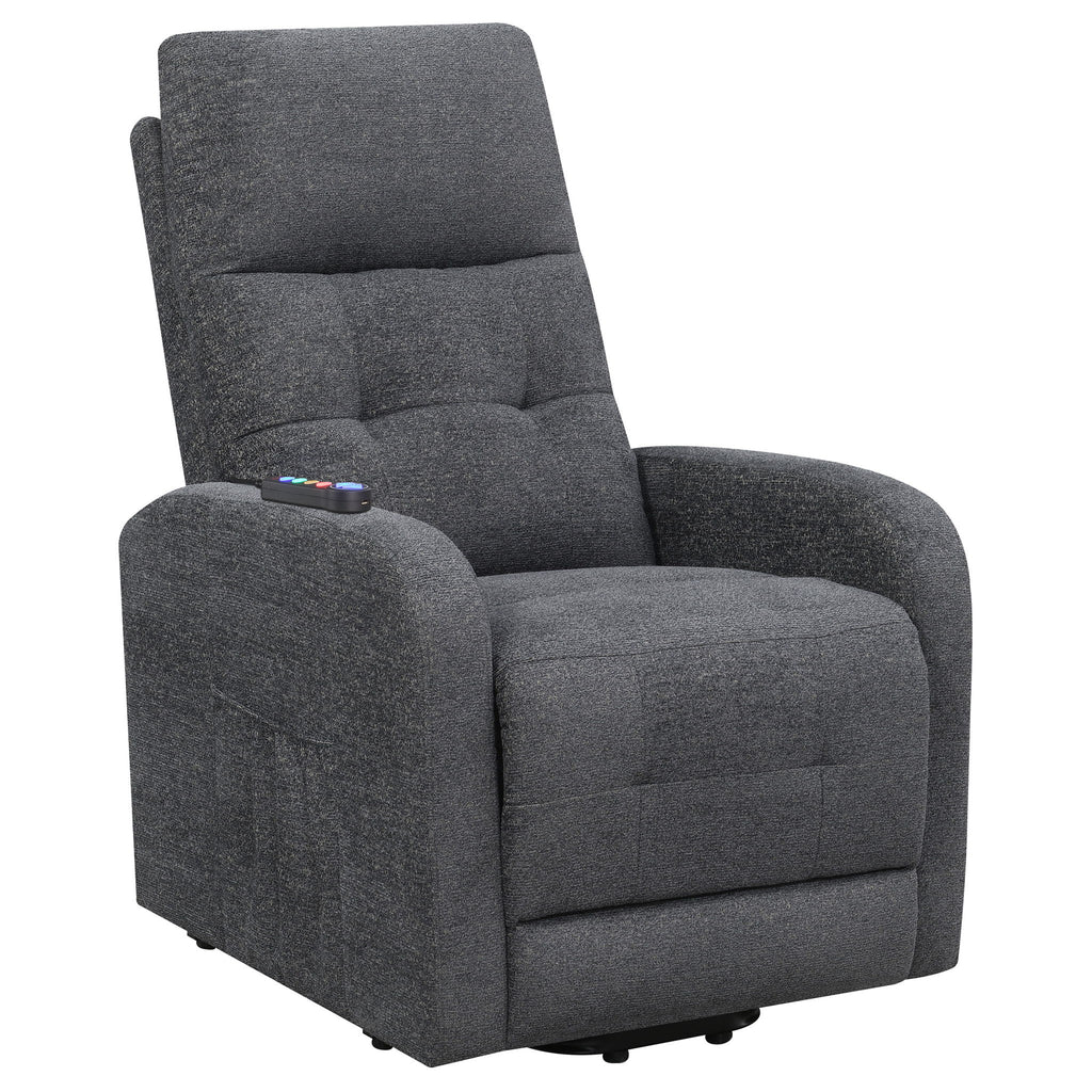 Lyle - Upholstered Power Massage Chair With Heat And Remote Control - Charcoal