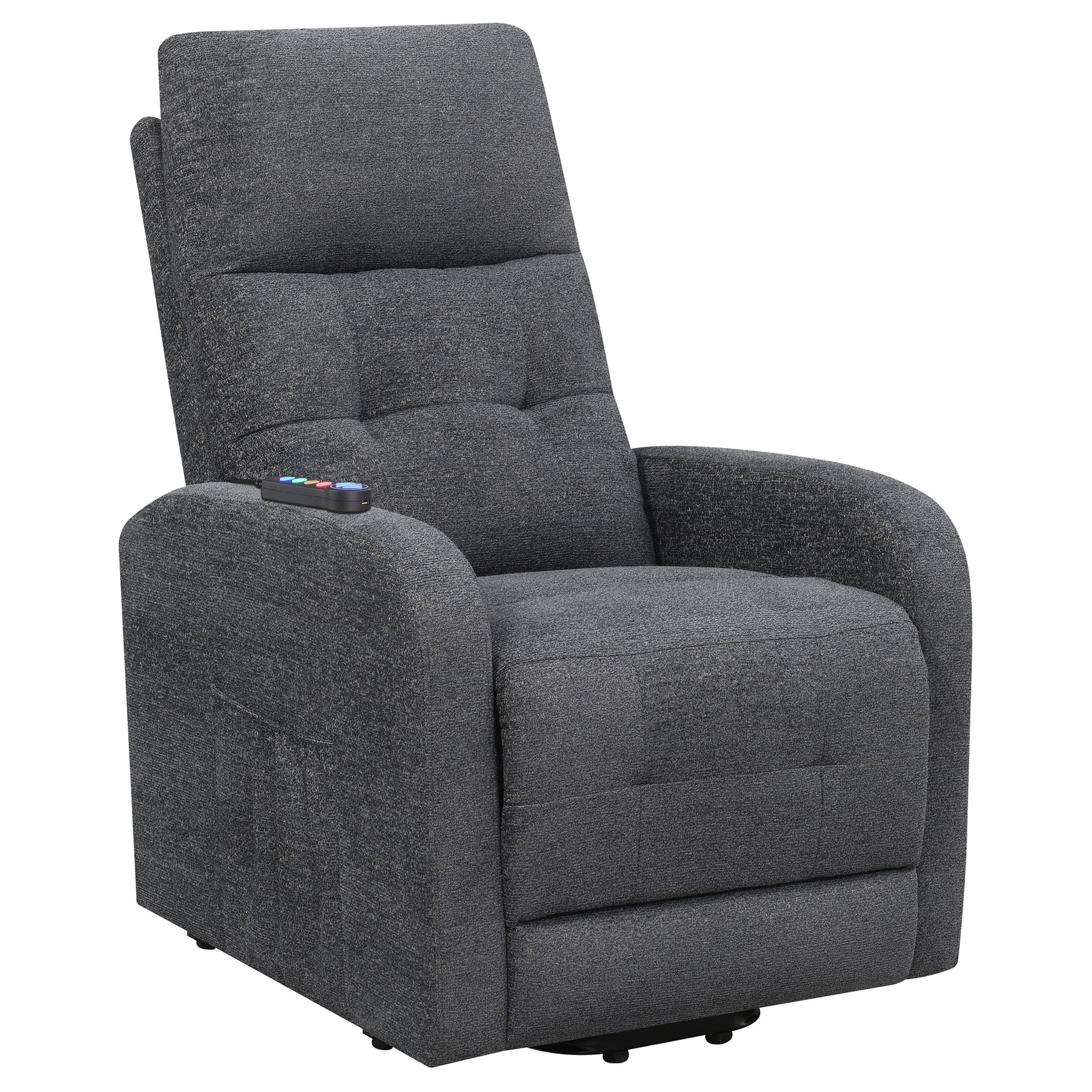 Lyle - Upholstered Power Massage Chair With Heat And Remote Control - Charcoal