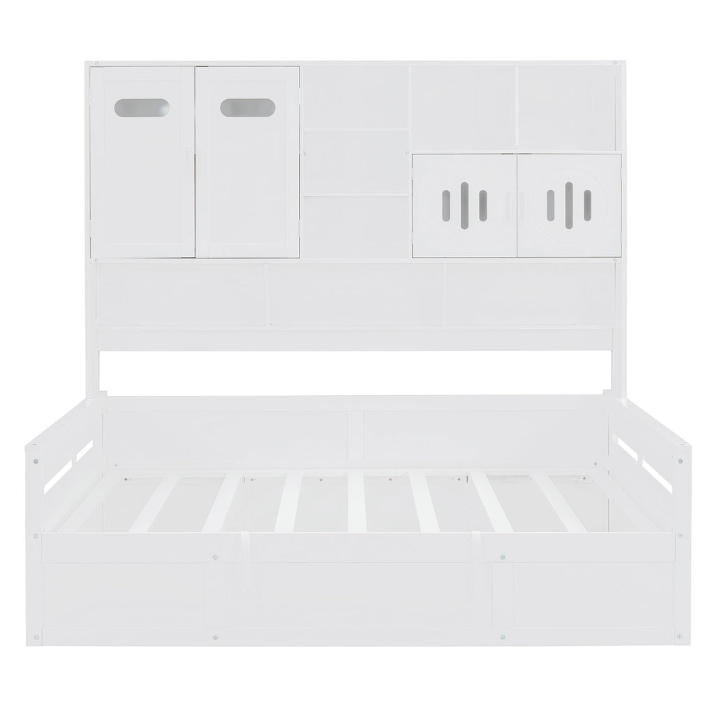 Daybed With All-In-One Cabinet And Shelf