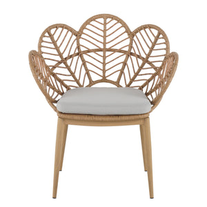 Kirk - Outdoor Patio 7 Pieces Chat Set With Wicker Chairs Cushions & Table - Beige / Light Brown / Teak