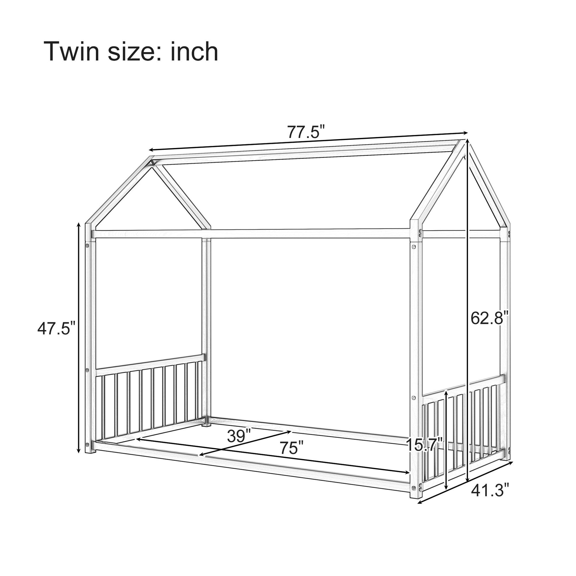 Montessori Floor Bed Frame With House Shape