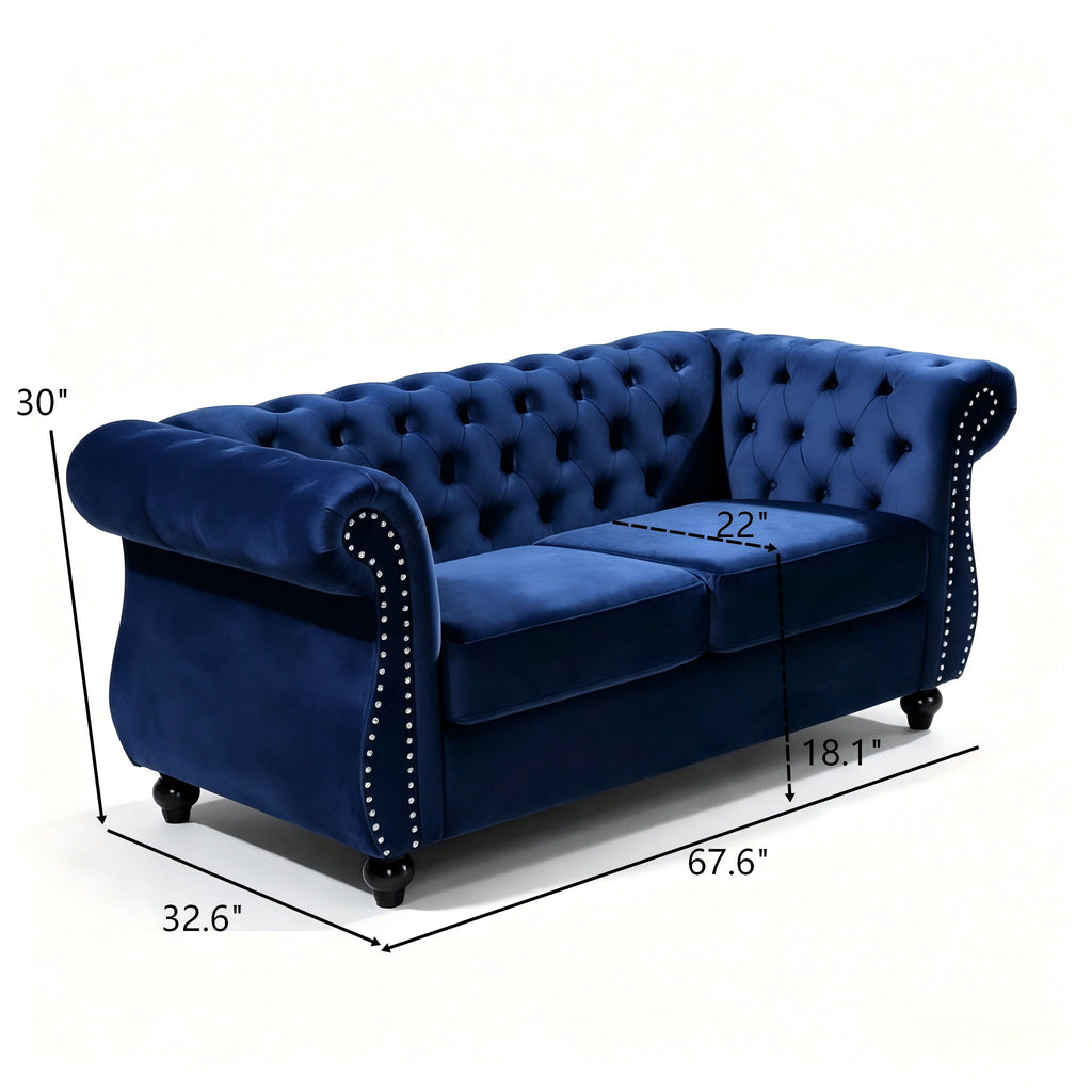 Chesterfield Button Tufted Loveseat With Rolled Arms