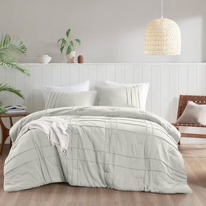 Porter - Soft Washed Pleated Comforter Set - Silver