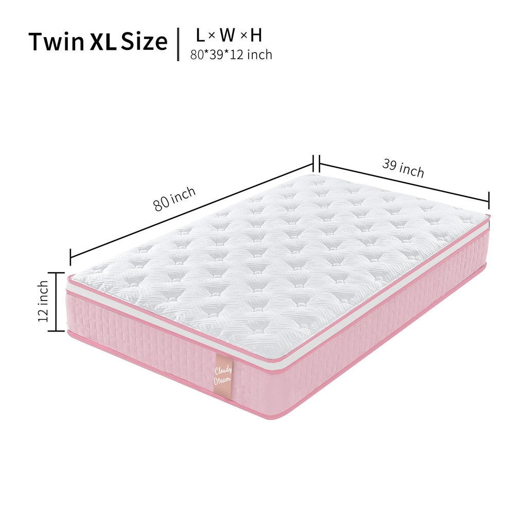 12" Hybrid Mattress With Individual Pocket Spring, Comortable Memory Foam