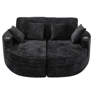 Boneless Design Upholstered Sofa Bed With Cup Holders