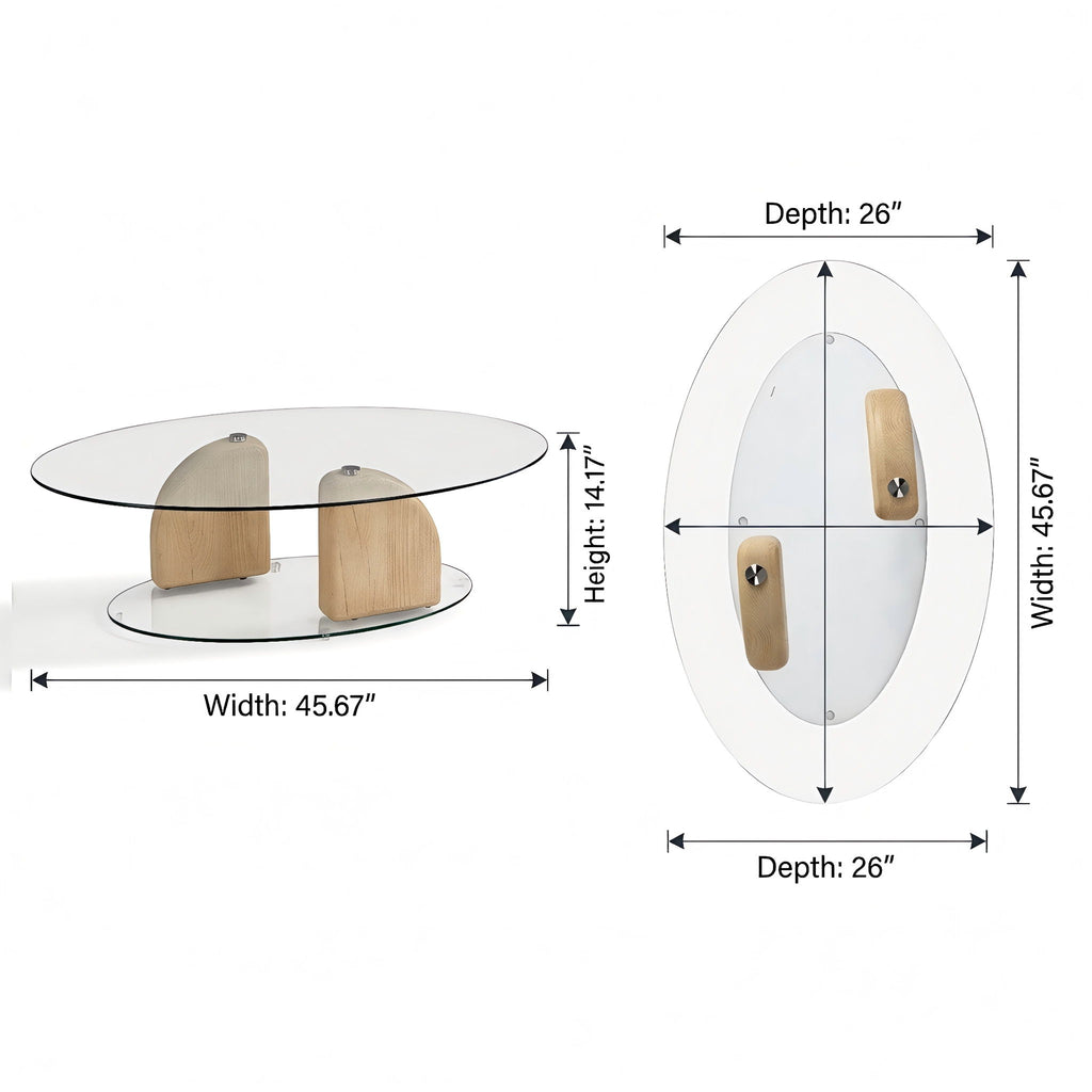 Oval Glass Table Coffee Table For Living Room - Natural