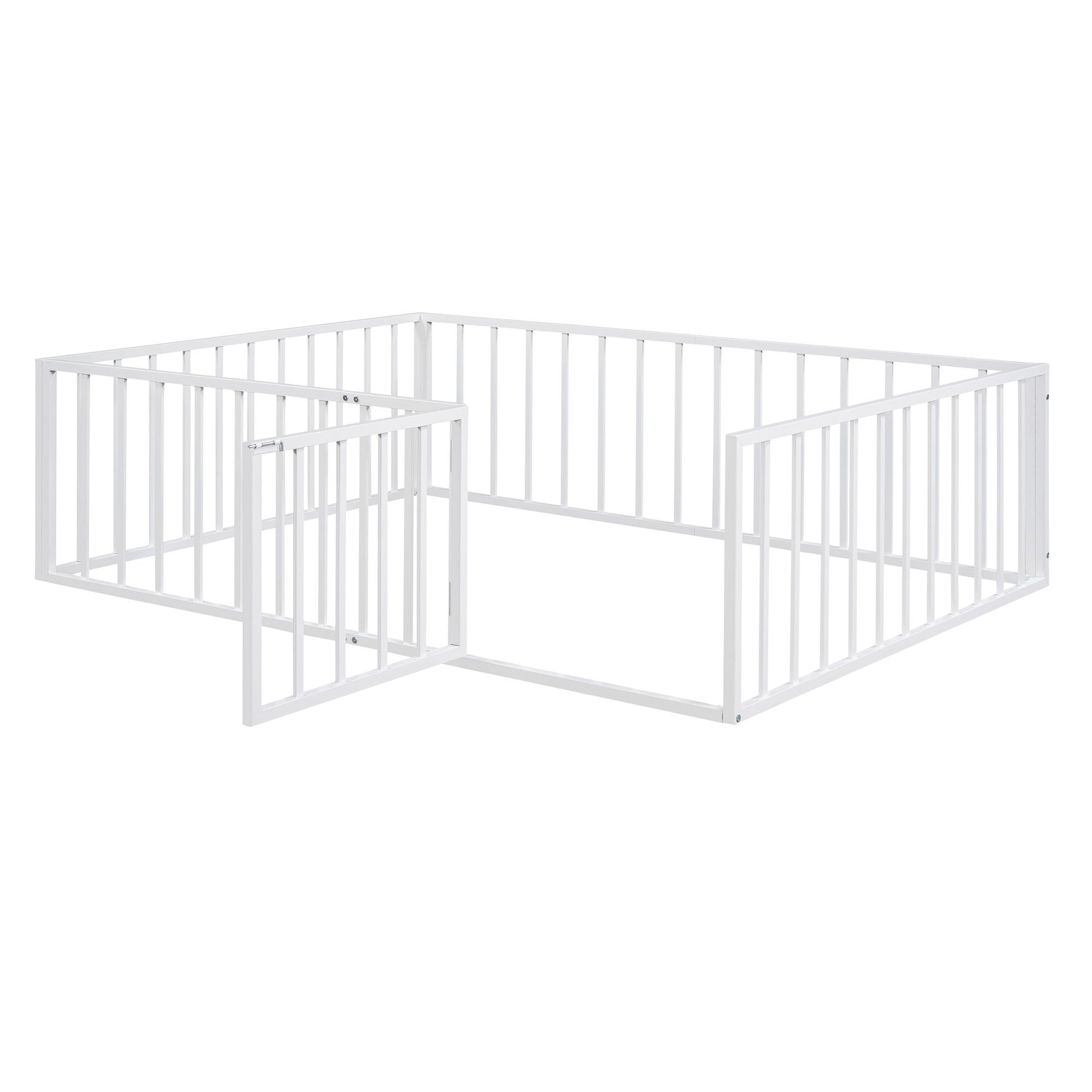 Metal Floor Bed Frame With Fence And Door