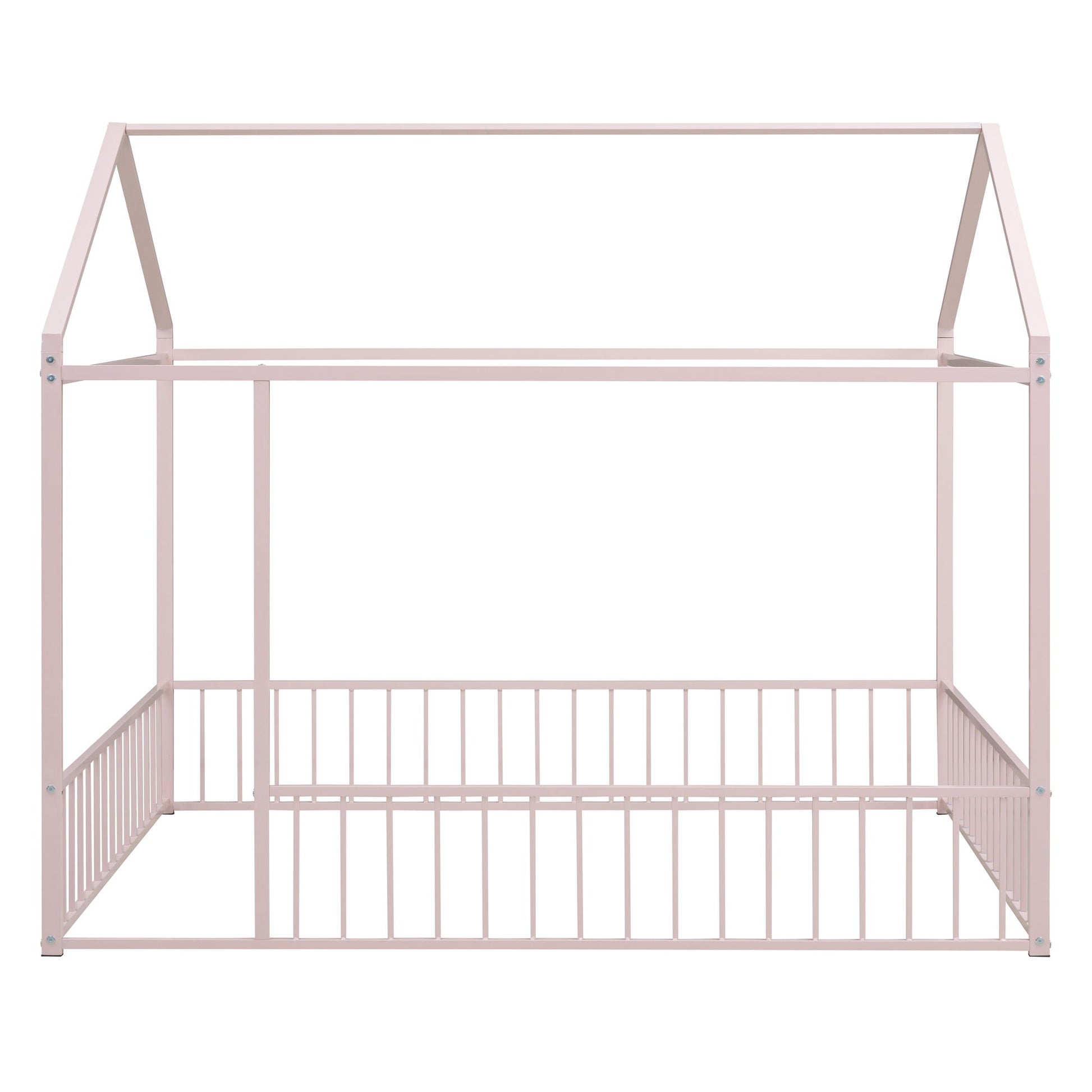 Metal Bed House Bed Frame With Fence
