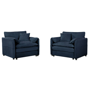 Modern Oversized Accent Chair, Comfy Single Sofa With Large Seat (Set of 2)