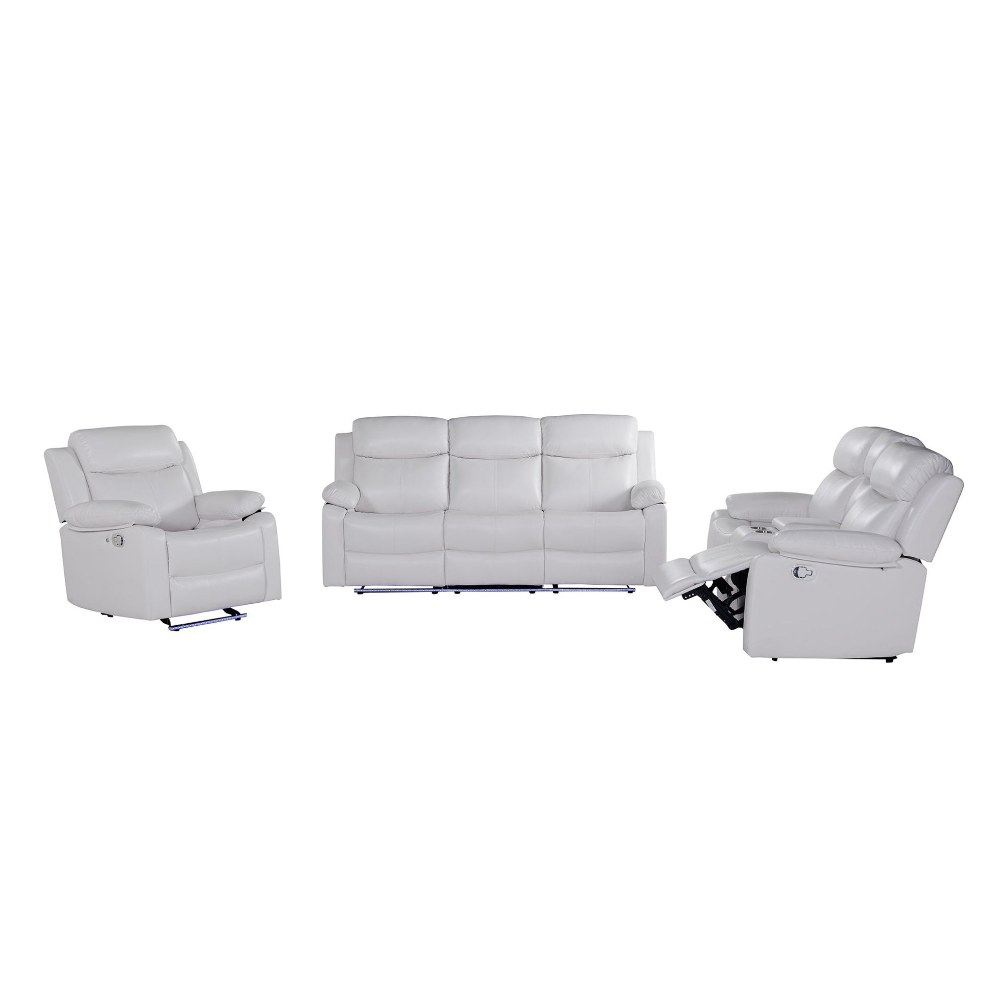 Blanche - Reclining Set With LED Lights, Speaker