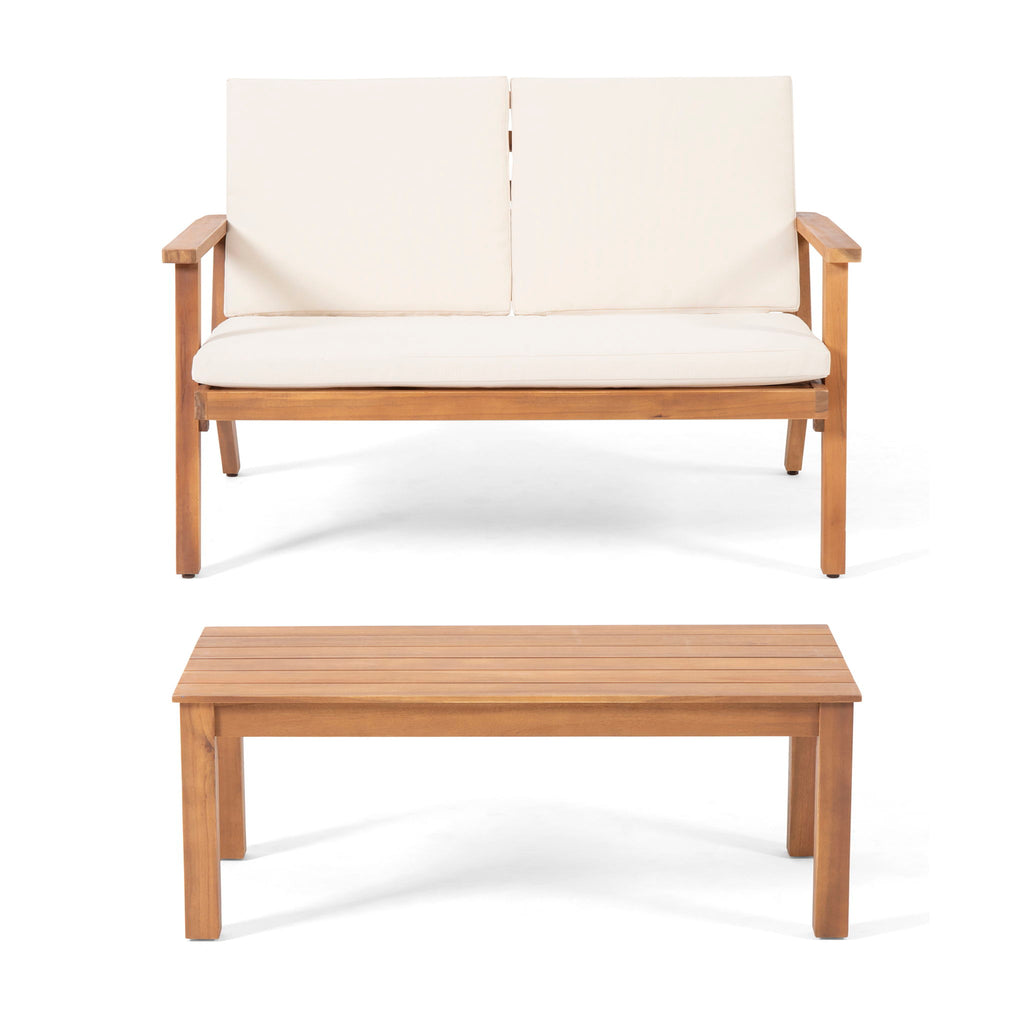 Serenit - 2 Piece Patio Set With Cushions, Loveseat And Coffee Table - Beige / Brown