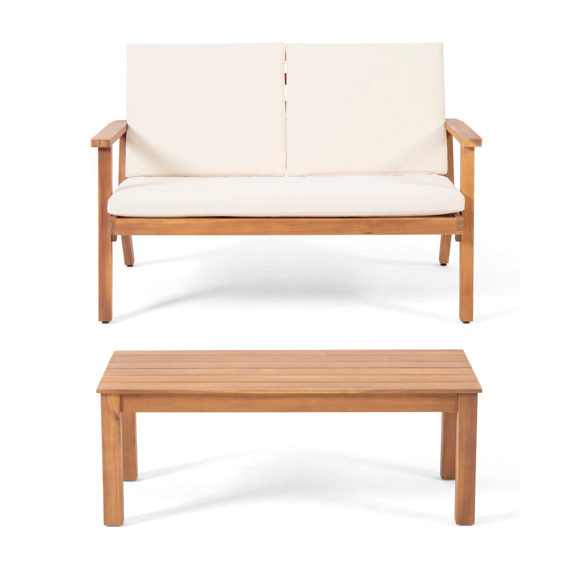 Serenit - 2 Piece Patio Set With Cushions, Loveseat And Coffee Table - Beige / Brown