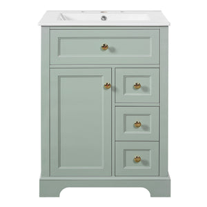 Modern Bathroom Vanity With Sink, 3 Drawers & Cabinet With 2 Tier Door Storage