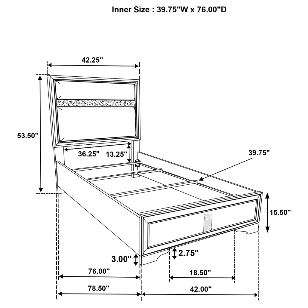 Modern Bedroom Set With Upholstered Headboard And Textured Storage