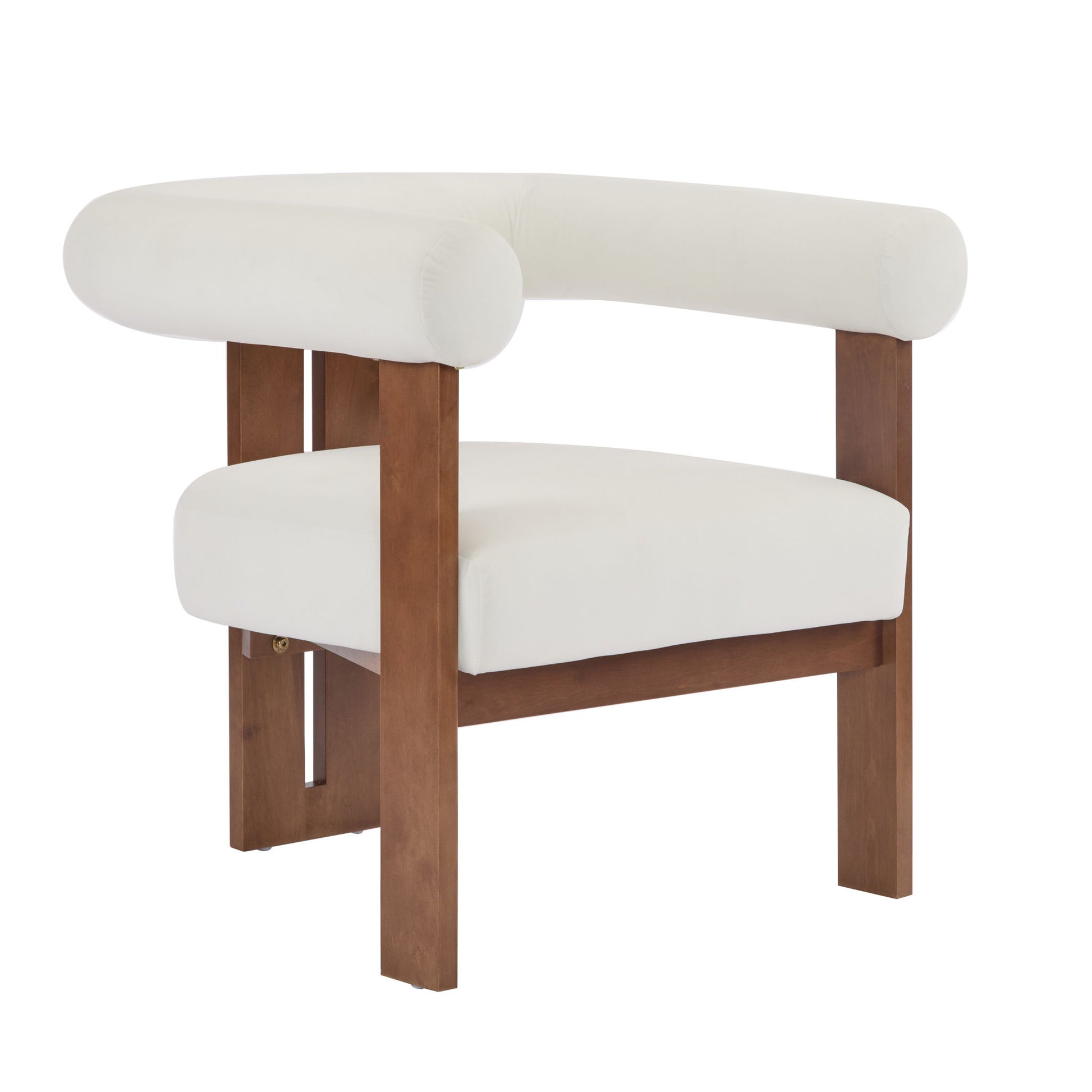 Modern Upholstered Round Arm Accent Chair With Upholstery