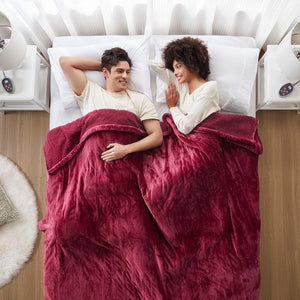 Heated Microlight to Berber - King Blanket - Red