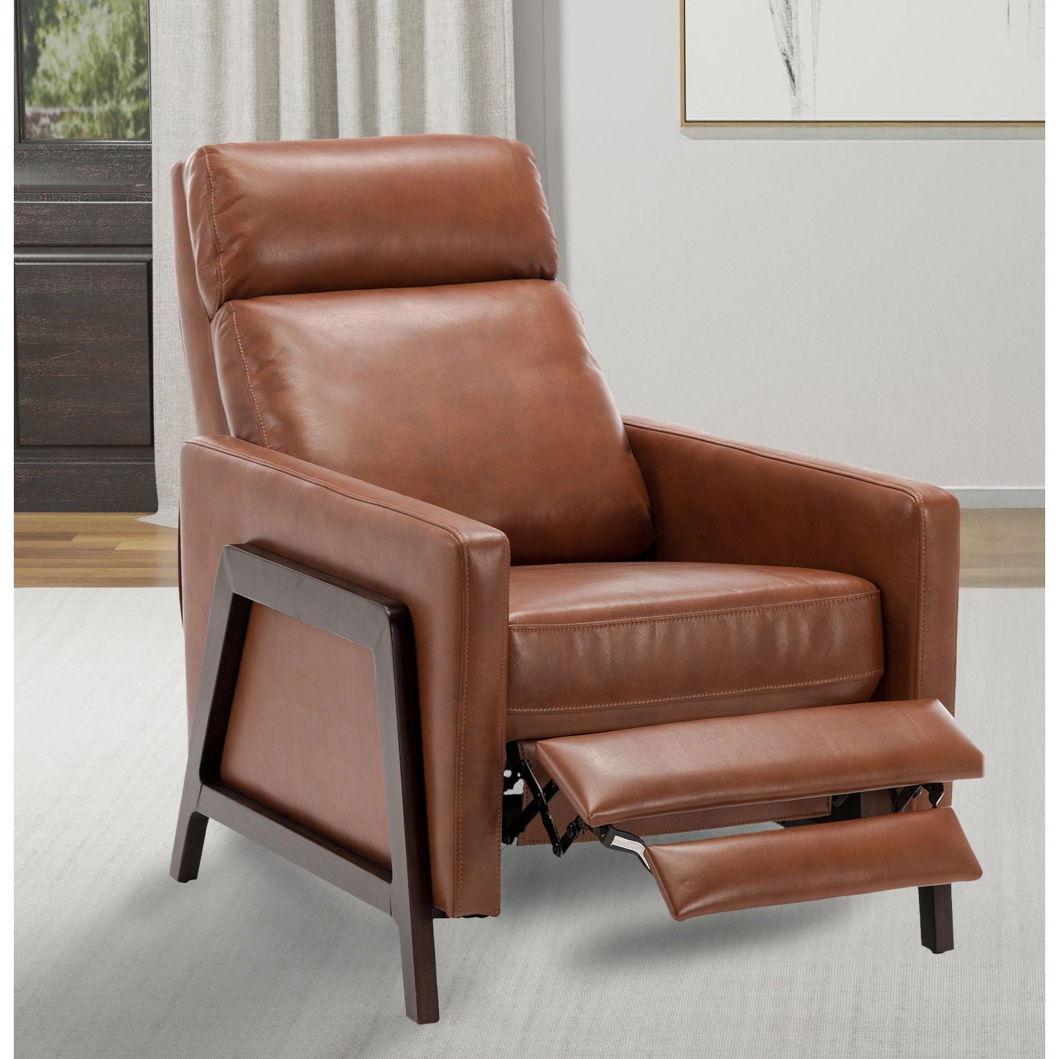 Mid Century Modern Madeline Push Back Recliner - Caramel