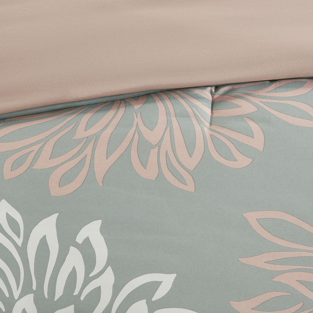 Maible - Complete Comforter And Sheet Set - Blush / Gray