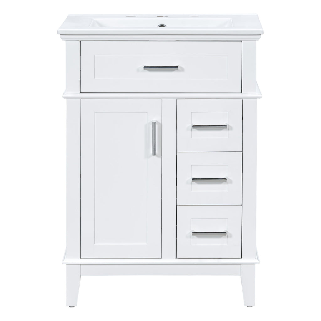 Modern Bathroom Vanity With Sink, Flip Drawer & 3 Drawers, Soft Close Hinges, Adjustable Shelf