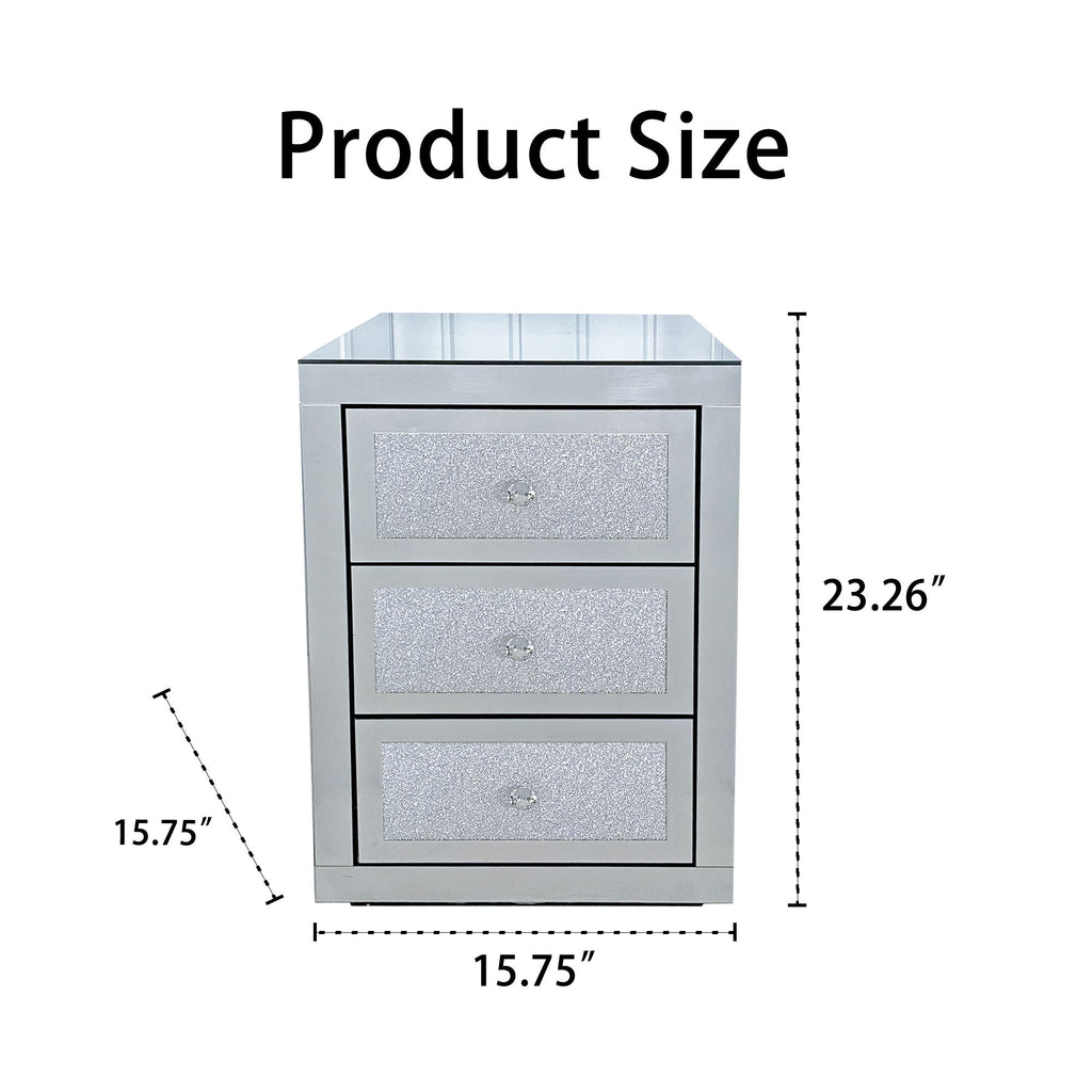 3 Drawer Nightstand - Silver