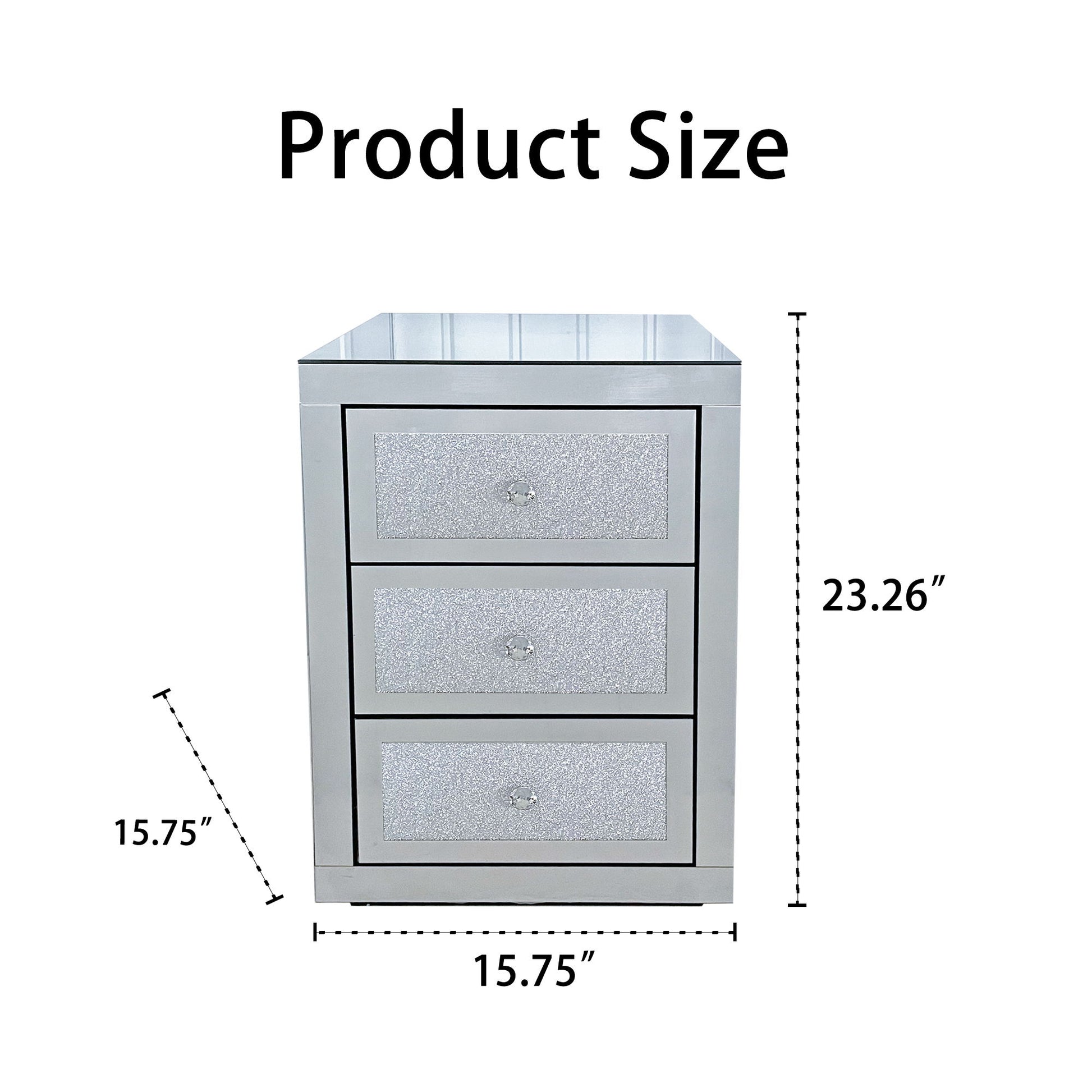 3 Drawer Nightstand - Silver
