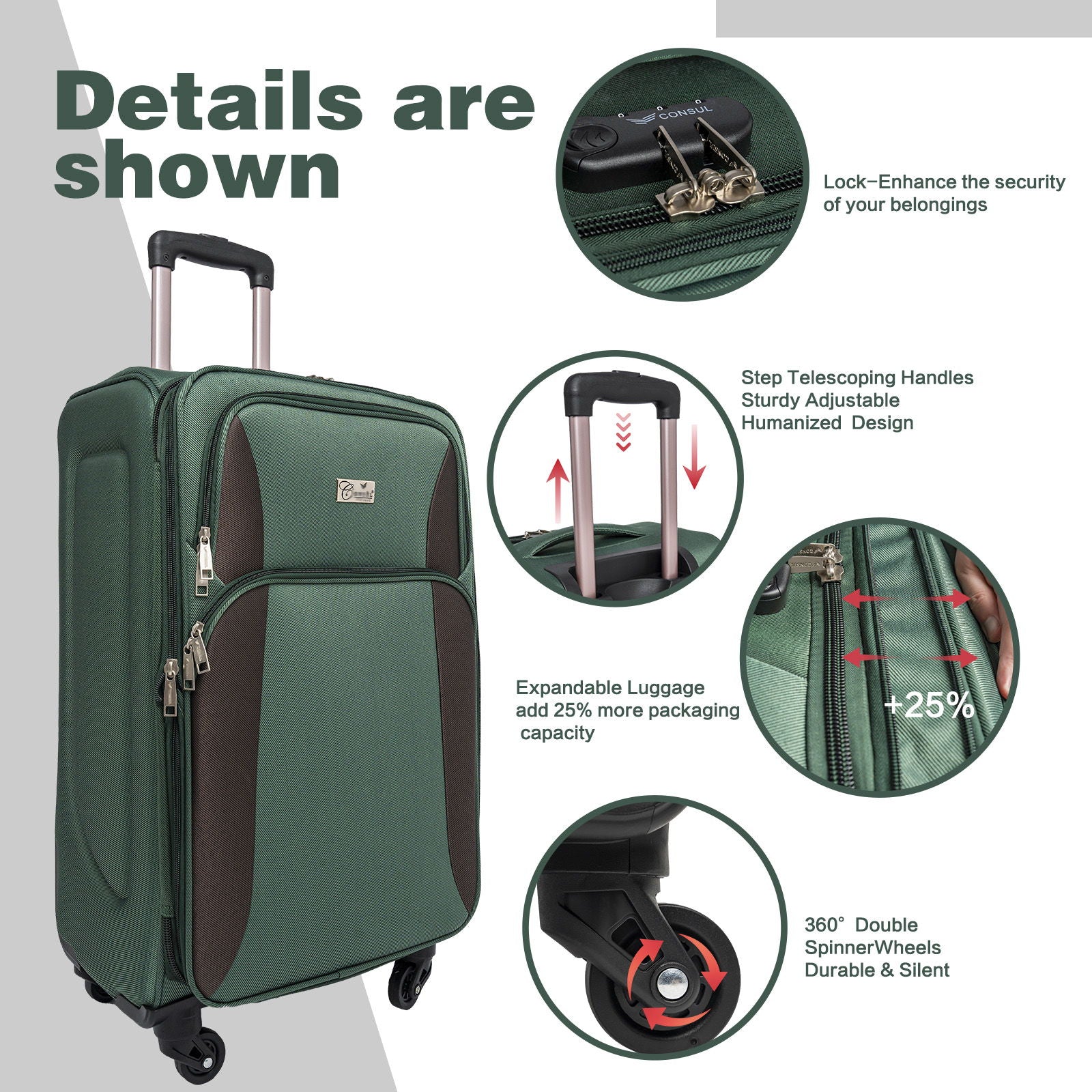 4 Piece Set Softshell Luggage