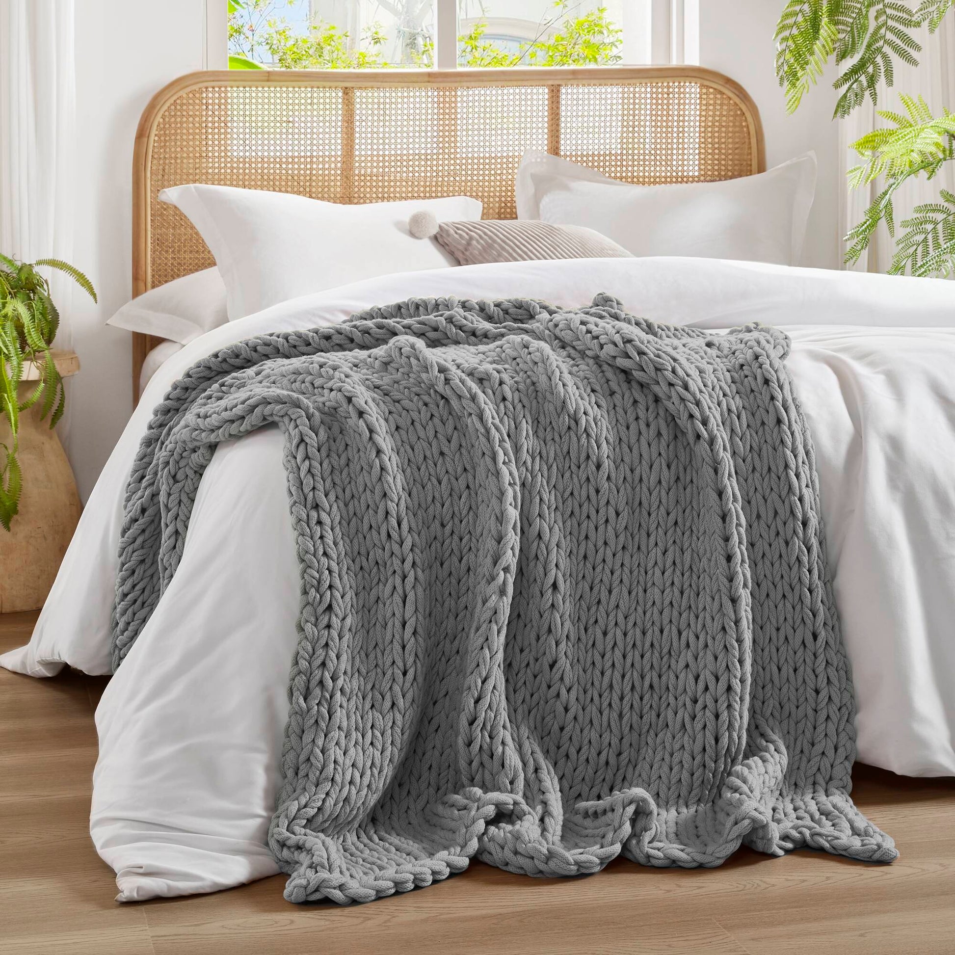 Chunky Double Knit - Handmade Throw - Gray