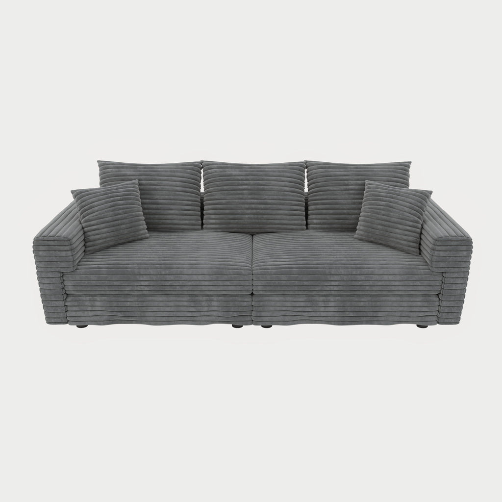 Plush Corduroy 4 Seat Sofa, Modern Comfy Upholstered Sofa Cloud Couch, Deep Seat Couches With Soft Pillows