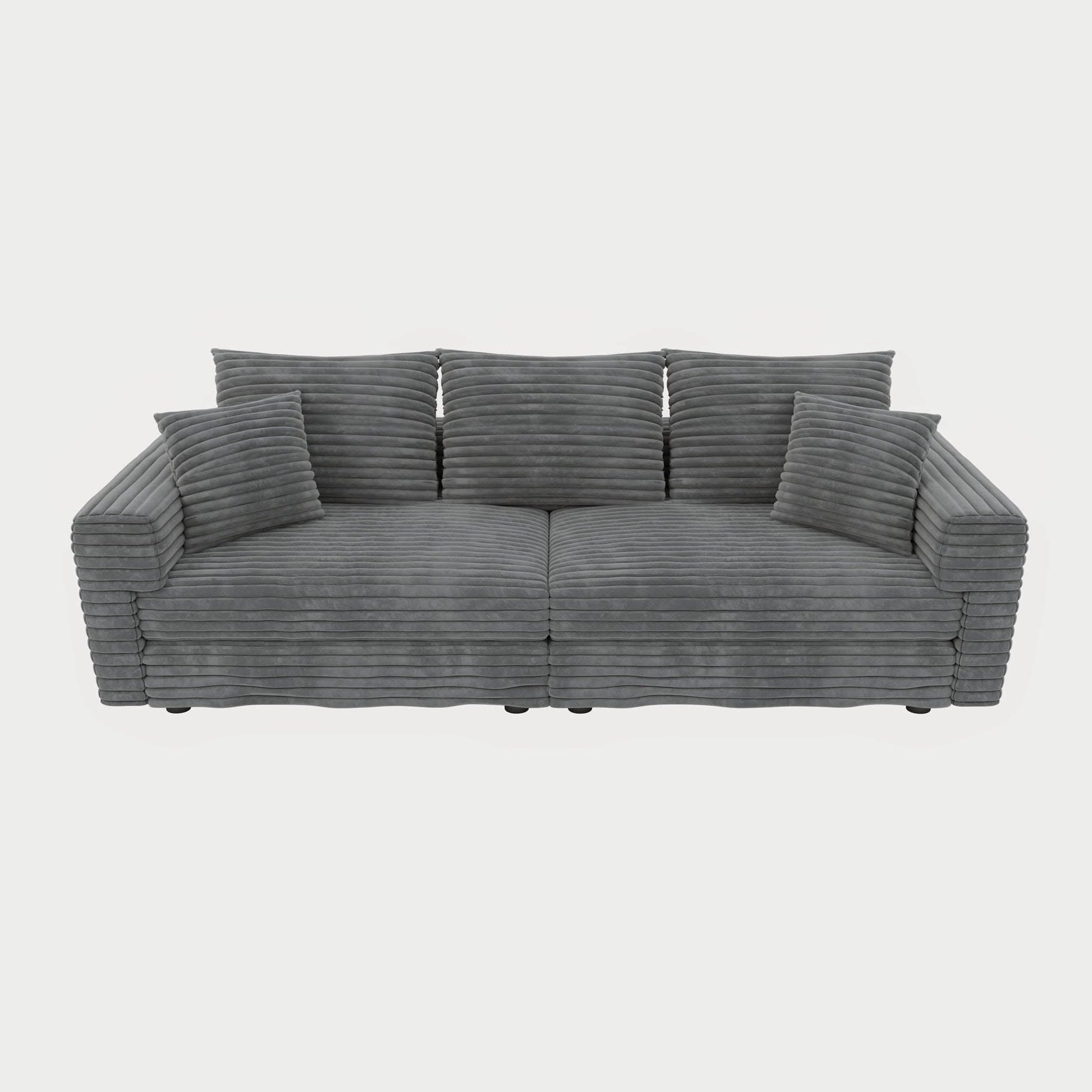 Plush Corduroy 4 Seat Sofa, Modern Comfy Upholstered Sofa Cloud Couch, Deep Seat Couches With Soft Pillows