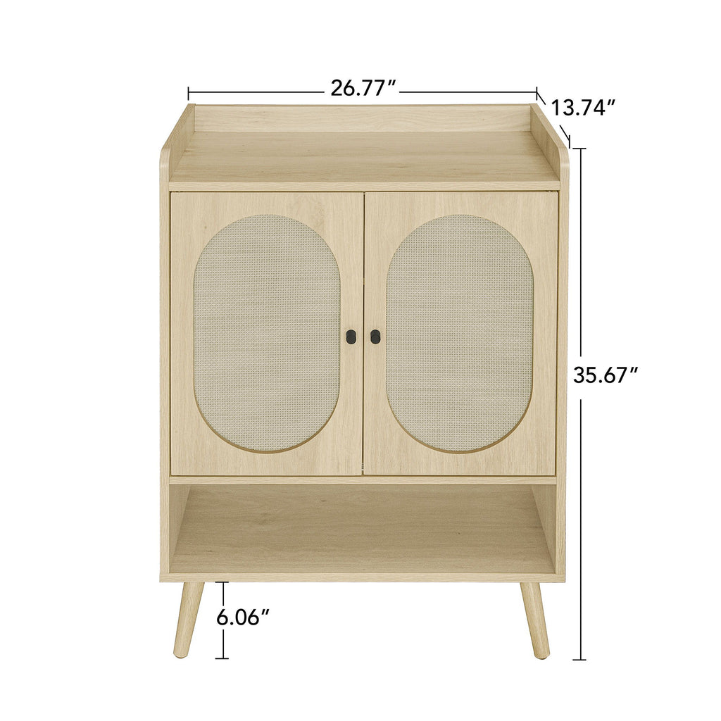 2 Door Shoe Rack, Freestanding, Modern Shoe Storage Cabinet, For Entryway - Natural