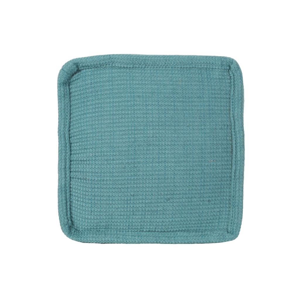 Hansolo - Yarn Square Pouf Ottoman Or Floor Cushion - Teal
