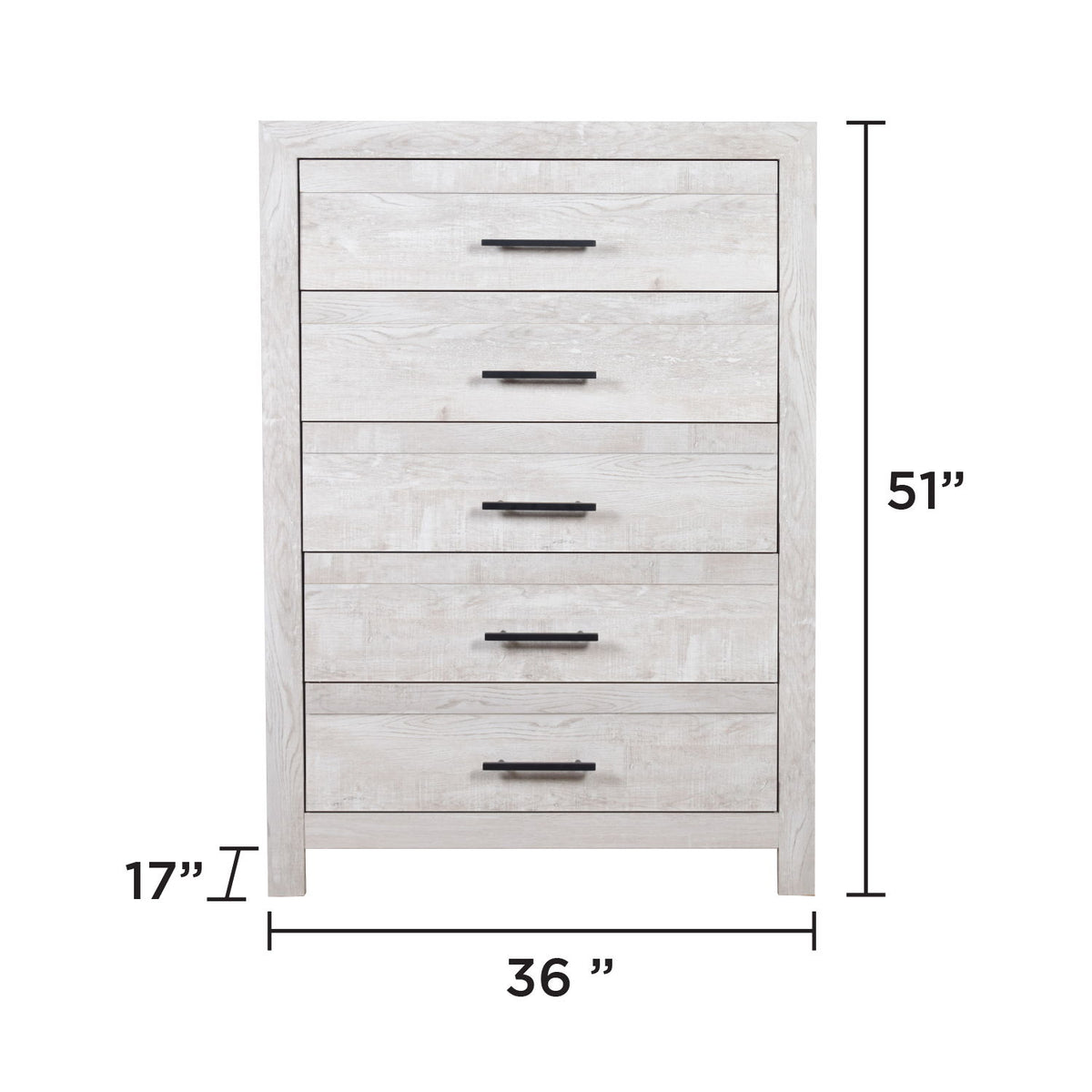 Modern Style 5 Drawer Chest In Natural Rustic Wood With Clean Lines And Spacious Storage