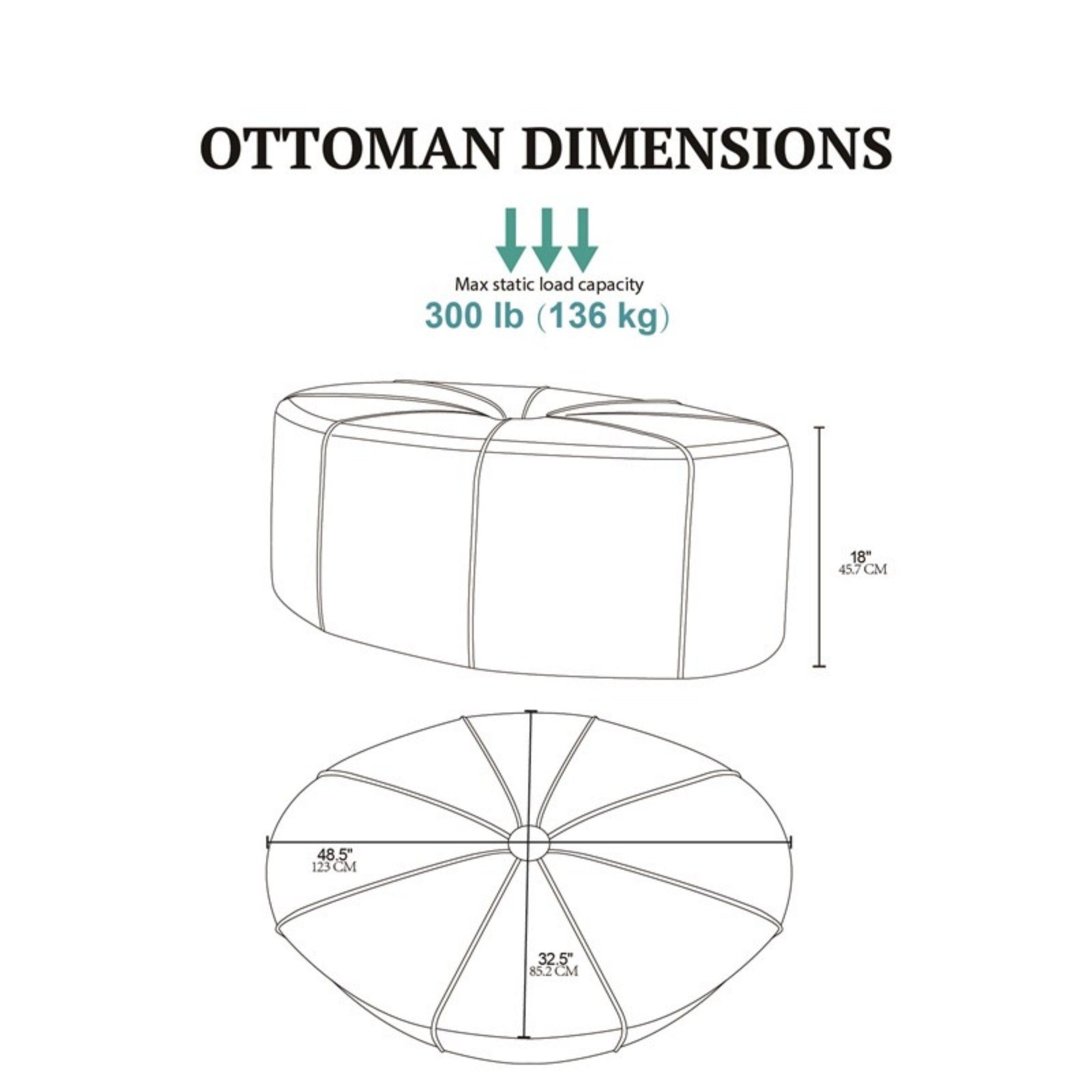 Modern Style Large Cocktail Ottoman
