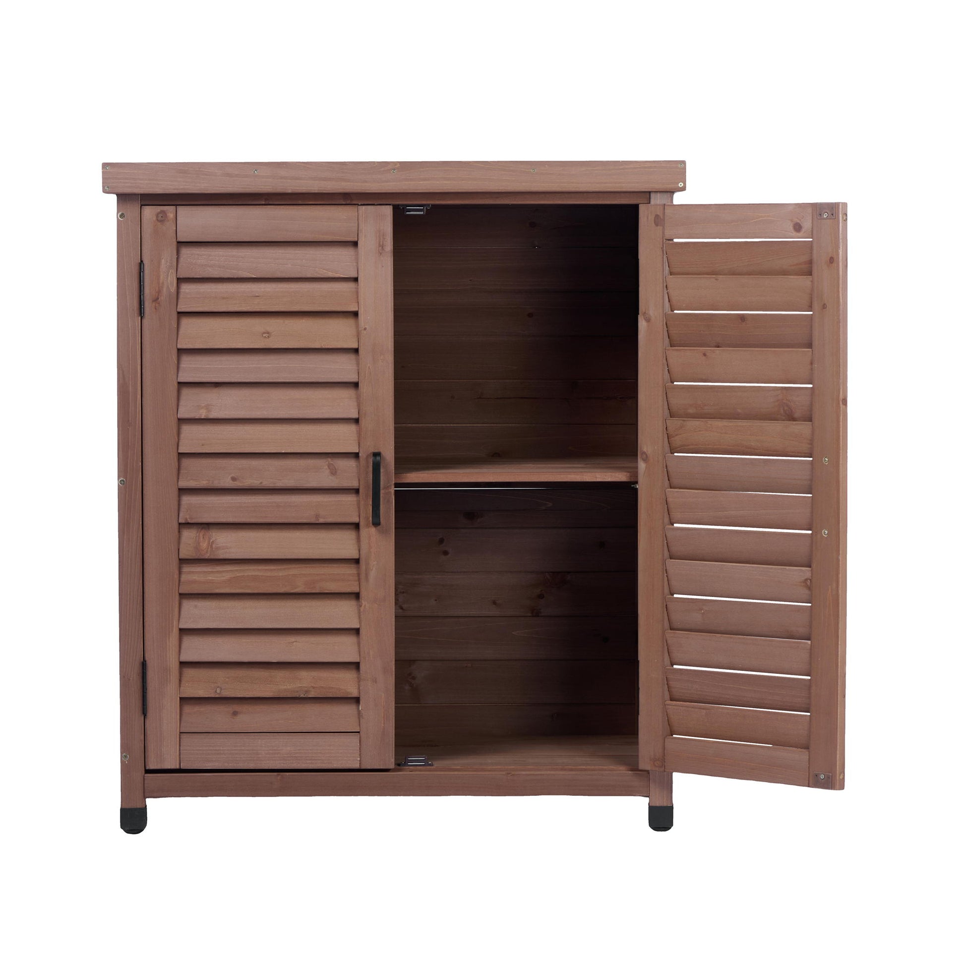 Potting Bench With Storage Cabinet And Metal Table Top For Outdoor