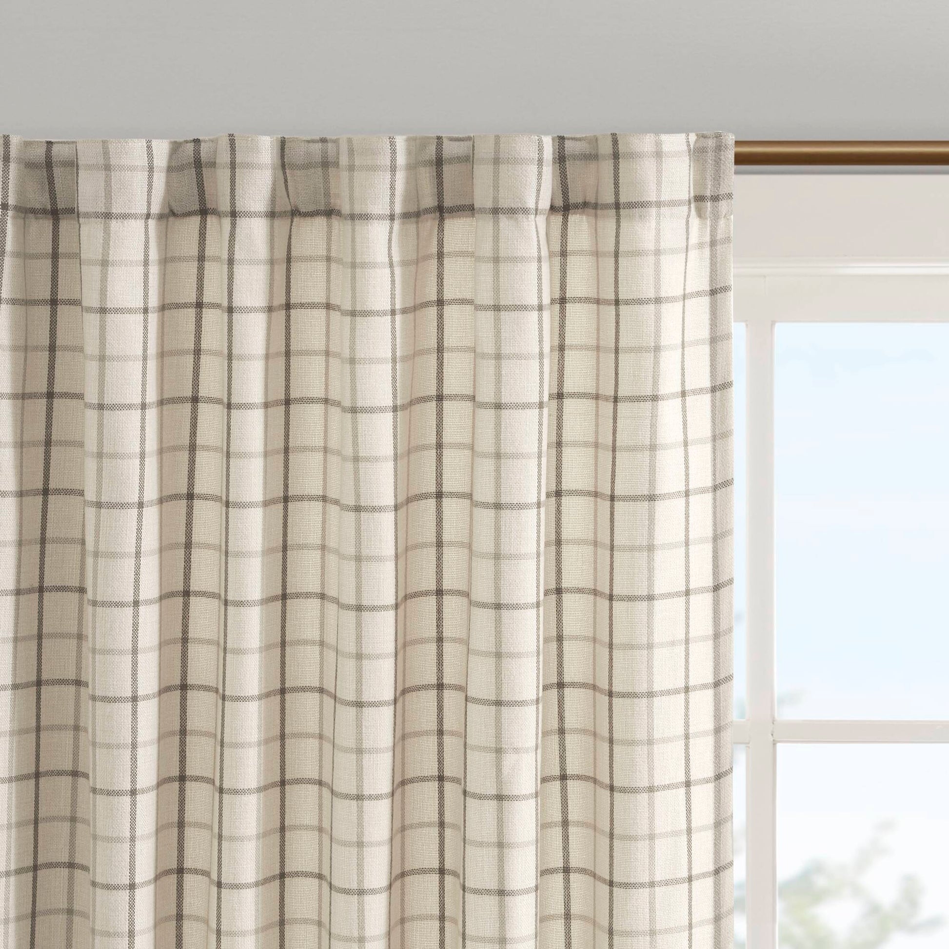 Anaheim - 84" Plaid Tab Top Panel - Natural