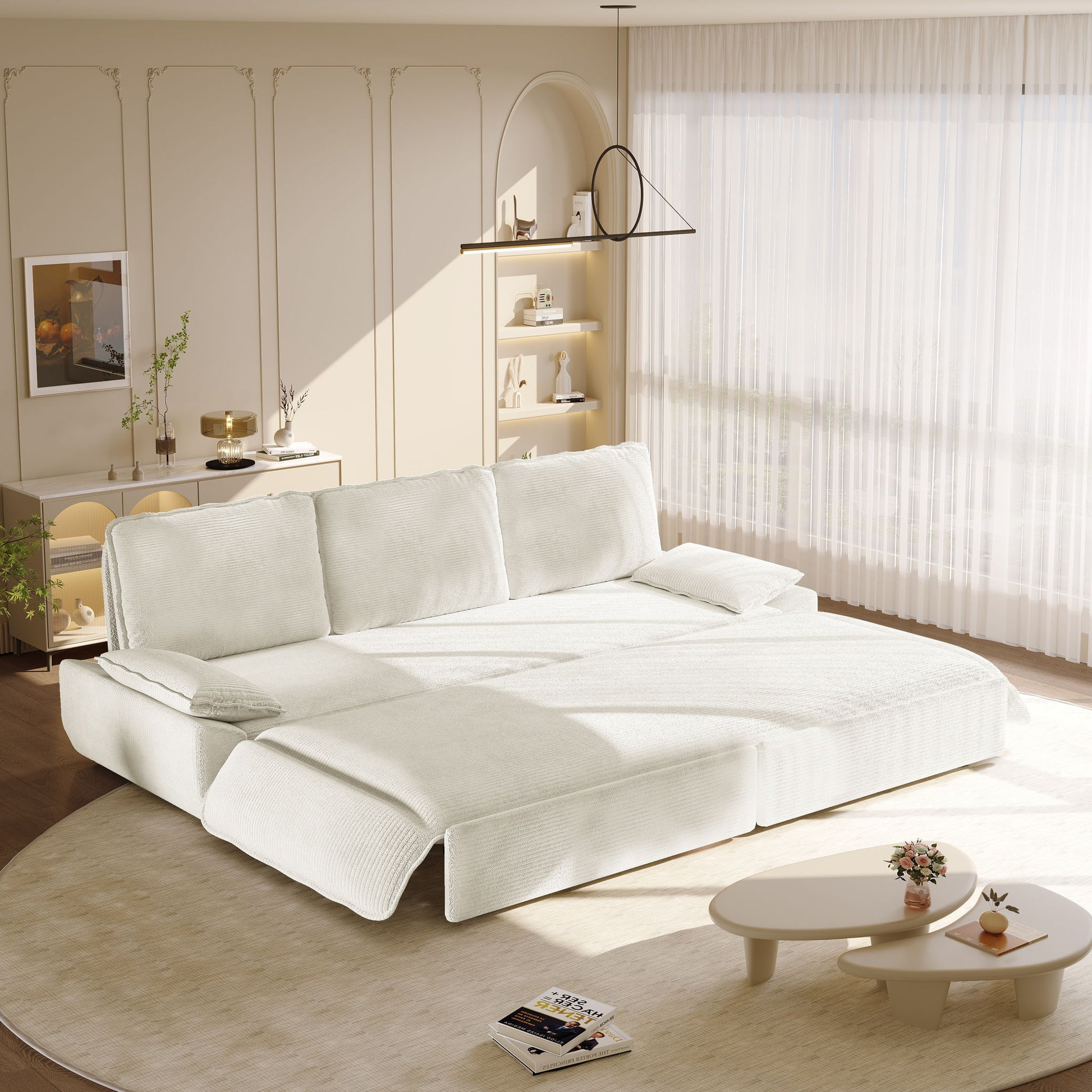 King Size Pull Out Sofa Bed, 3 In 1 Convertible Multifunctional