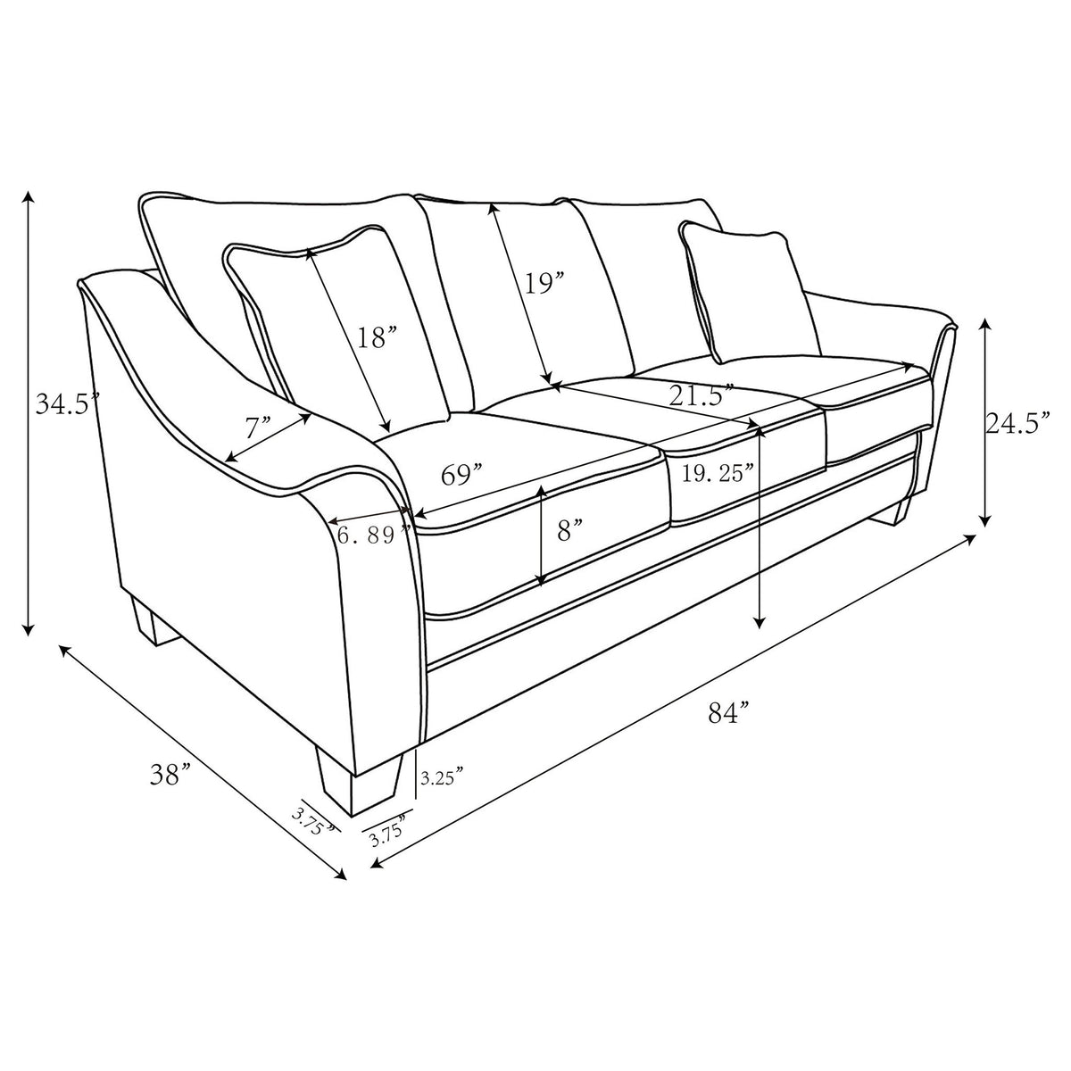 Lido - 2 Piece Sofa Set - Light Gray
